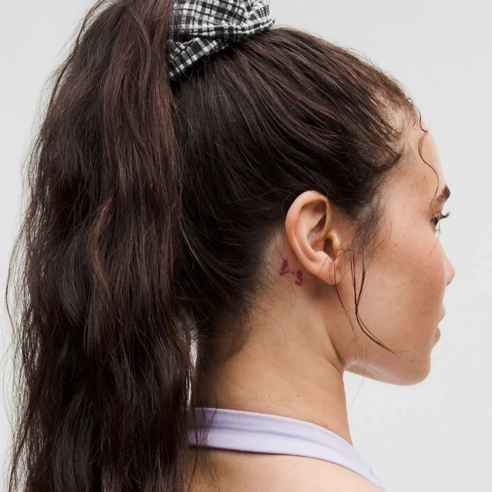 Lululemon Athletica Black and White Checkered Scrunchie